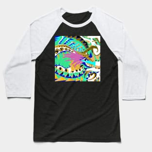 kaiju kraken zentangle in ecopop pattern Baseball T-Shirt